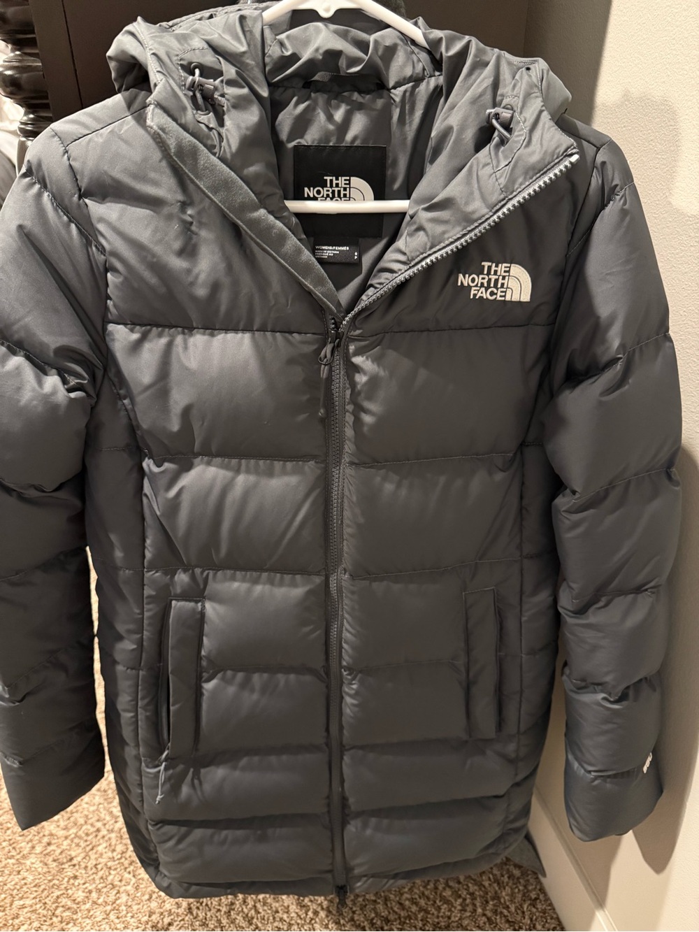 The North Face Charcoal Gray Hooded Puffer Coat